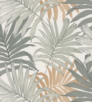 Papel pintado infantil de hojas de la selva tropical africana en tonos verde Tawa 682738