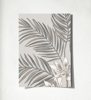 Papel pintado de hojas tropicales y flores Malibu Palms 500682362