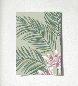 Papel pintado de hojas tropicales y flores Malibu Palms 500682363
