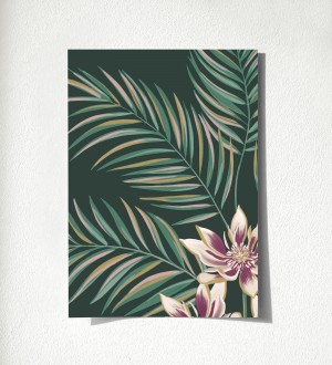 Papel pintado de hojas tropicales y flores Malibu Palms 500682364