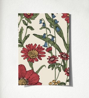 Papel pintado de flores silvestres con margaritas y amapolas fondo Margot Meadow 500682379