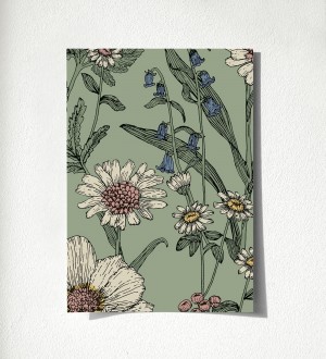 Papel pintado de flores silvestres con margaritas y amapolas fondo Margot Meadow 500682381