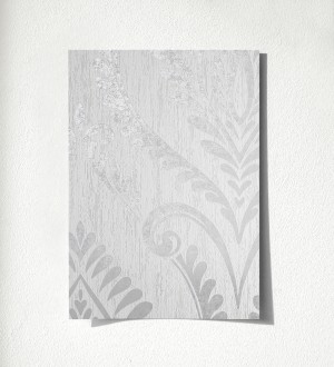Papel pintado de damasco metalizado elegante y moderno color blanco Victorian Velvet 500682389