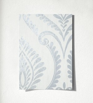 Papel pintado de damasco metalizado elegante y moderno color blanco Victorian Velvet 500682390