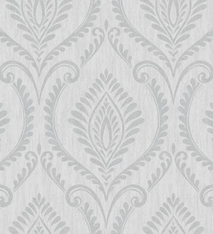 Papel pintado de damasco metalizado elegante y moderno fondo gris claro Victorian Velvet 682389