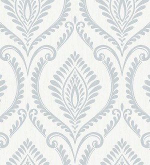 Papel pintado de damasco metalizado elegante y moderno fondo blanco Victorian Velvet 682390