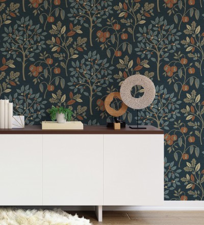 Papel pintado de dibujo de plantas y frutos ligeramente texturizado Maison Cheryl 682394