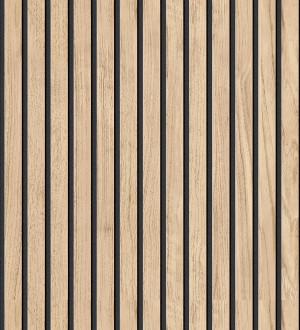 Papel pintado de listones de madera natural imitando a panel de palillería decorativo Oak Orbit 682815