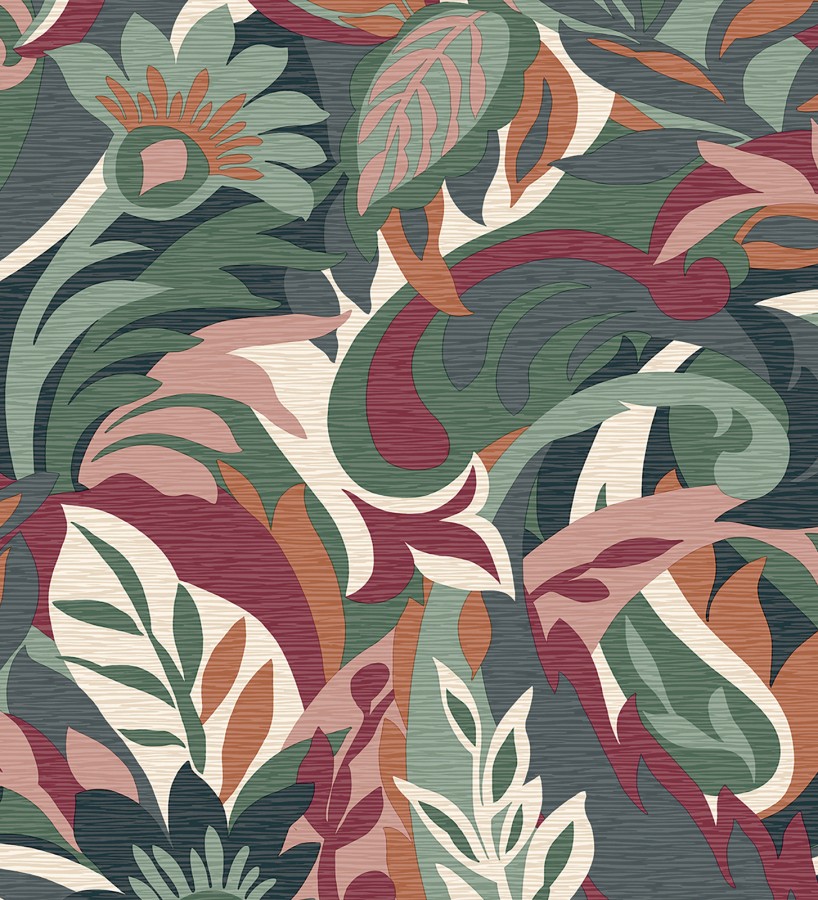 Papel pintado hojas tropicales abstractas estilo Art Nouveau  Borneo Exotic 682844