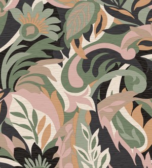 Papel pintado hojas tropicales abstractas estilo Art Nouveau Borneo Exotic 682845