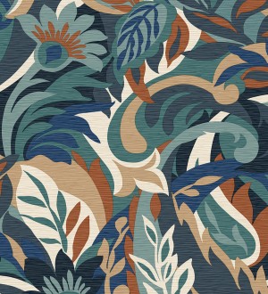 Papel pintado hojas tropicales abstractas estilo Art Nouveau Borneo Exotic 682846