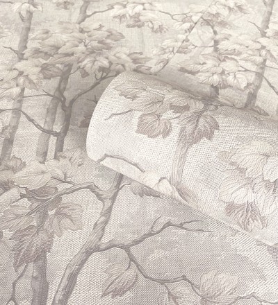 Papel pintado bosque de árboles y hojas en relieve textil Sylvan Splendor 682870
