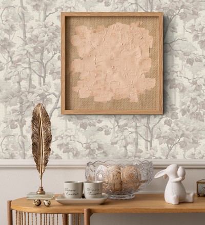 Papel pintado bosque de árboles y hojas en relieve textil Sylvan Splendor 682870