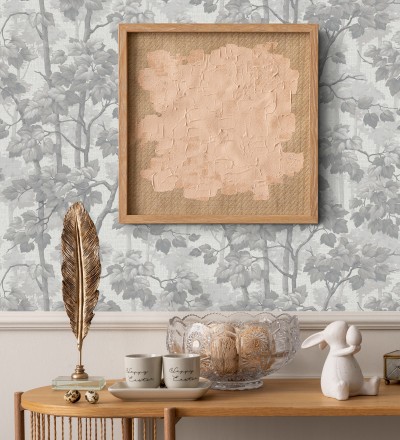 Papel pintado bosque de árboles y hojas en relieve textil Sylvan Splendor 682871
