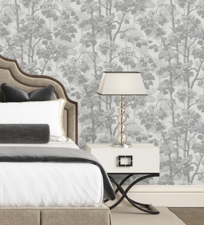 Papel pintado bosque de árboles y hojas en relieve textil Sylvan Splendor 682871