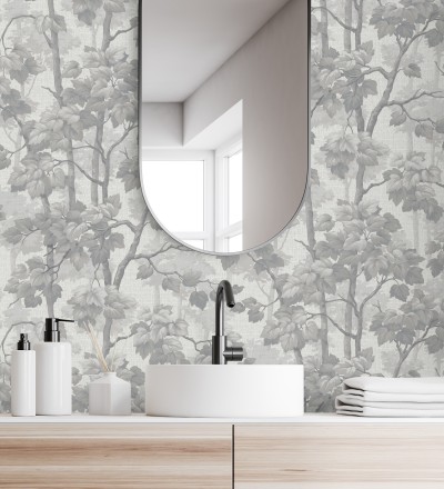 Papel pintado bosque de árboles y hojas en relieve textil Sylvan Splendor 682871