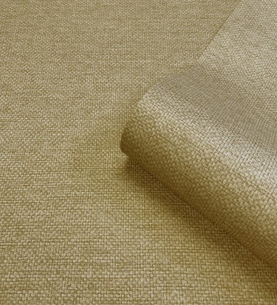 Papel pintado fibra vegetal imitación rafia en relieve color oro viejo Rafia Dalia 682881