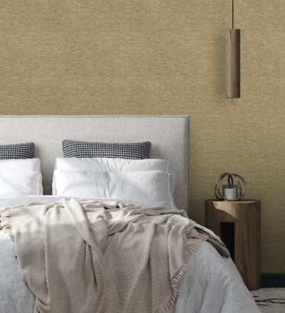 Papel pintado fibra vegetal imitación rafia en relieve color oro viejo Rafia Dalia 682881