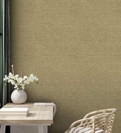 Papel pintado fibra vegetal imitación rafia en relieve color oro viejo Rafia Dalia 682881
