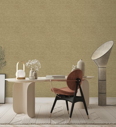 Papel pintado fibra vegetal imitación rafia en relieve color oro viejo Rafia Dalia 682881