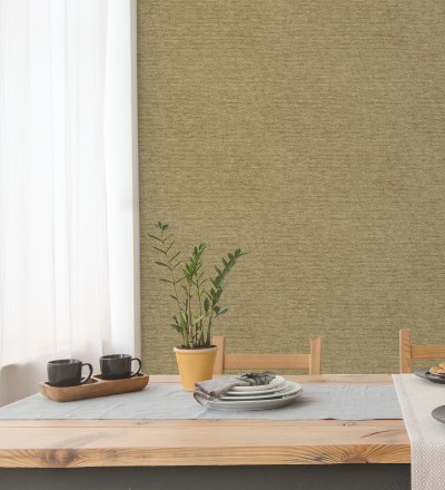 Papel pintado fibra vegetal imitación rafia en relieve color oro viejo Rafia Dalia 682881