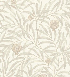 Papel pintado de frutos beige y hojas gris claro fondo blanco Parisian Fruit 682883