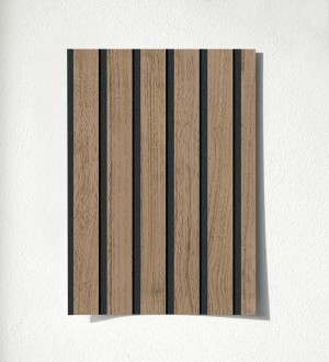 Papel pintado de listones de madera natural imitando a panel de palillería decorativo Oak Orbit 500682814