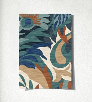 Papel pintado hojas tropicales abstractas estilo Art Nouveau Borneo Exotic 500682846