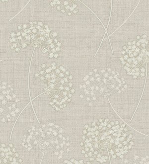 Papel pintado de flores diente de león con estilo nórdico color beige en relieve Liss Dandelion 682366