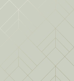 Papel pintado geométrico de rombos con líneas doradas fondo gris cálido estilo Art déco Arnova 682082