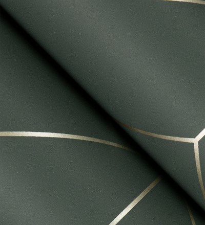 Papel pintado geométrico de rombos con líneas doradas fondo verde estilo Art déco Arnova 682087