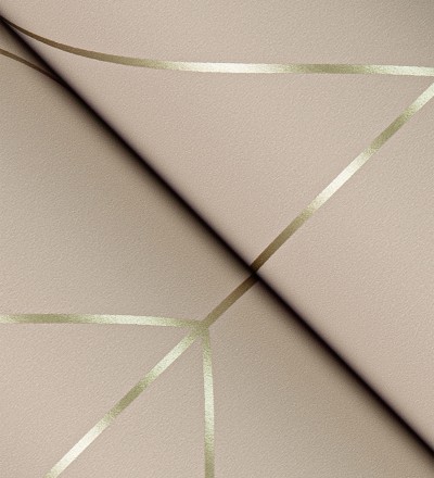 Papel pintado geométrico de rombos con líneas doradas fondo nude estilo Art déco Arnova 682085