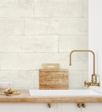 Papel pintado muro de piedra lisa beige Myrtos 127679