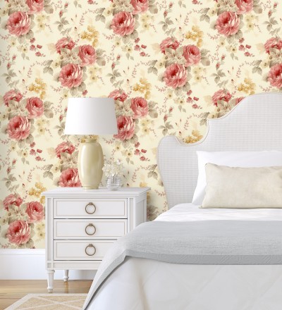 Papel pintado flores grandes románticas vinílico Spring Flowers 121412