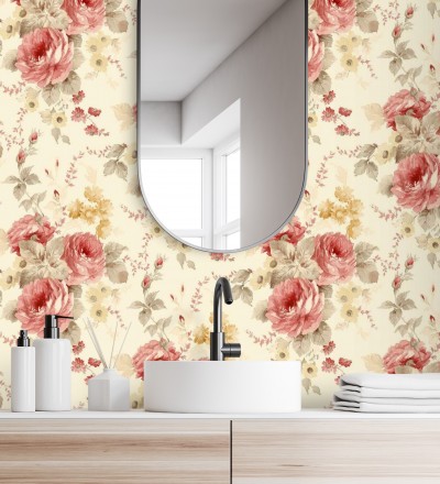 Papel pintado flores grandes románticas vinílico Spring Flowers 121412
