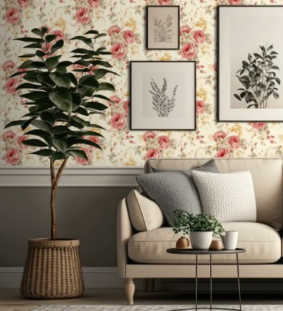 Papel pintado flores grandes románticas vinílico Spring Flowers 121412