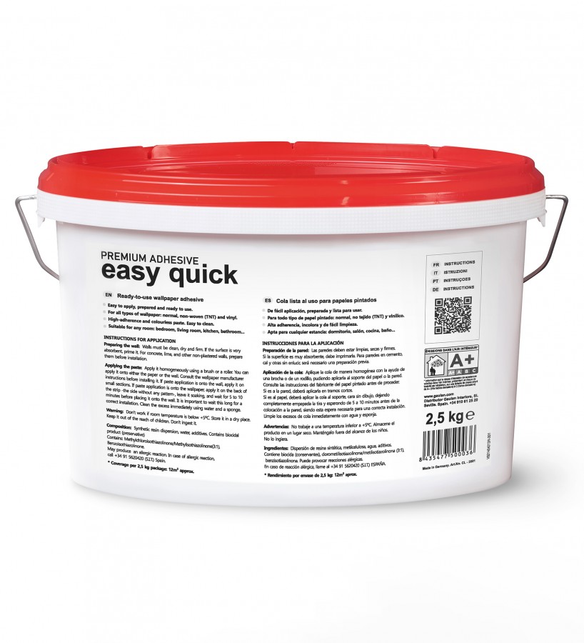 Cola lista para usar especial para aplicar a la pared para papeles TNT / no-tejido (12m²)  Cola Lurson Easy Quick CL-2001