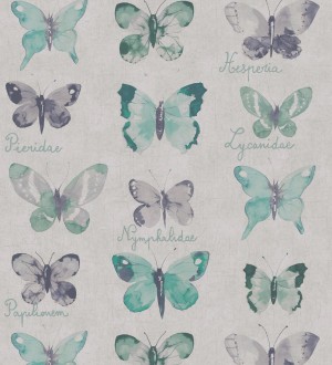 Papel pintado colección de mariposas vintage verde esmeralda Papilio 341954