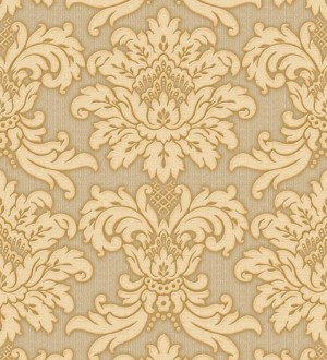 Papel pintado damasco beige fondo dorado metalizado Silvio Leone 122373