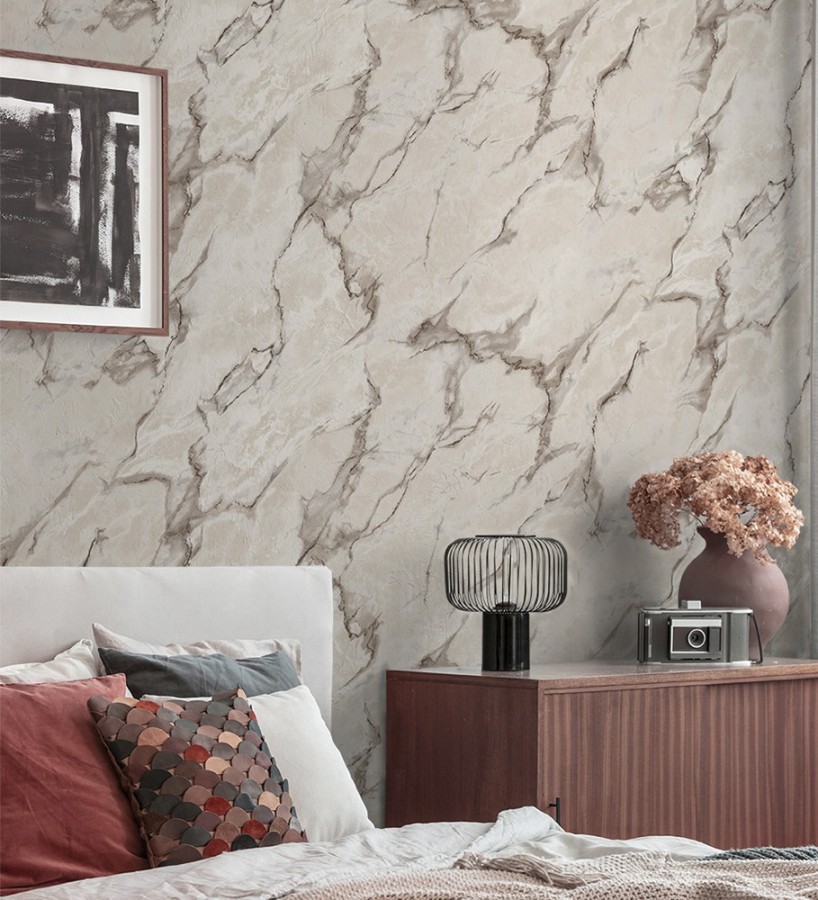 Papel pintado efecto mármol de Carrara veteado   Durango 681005