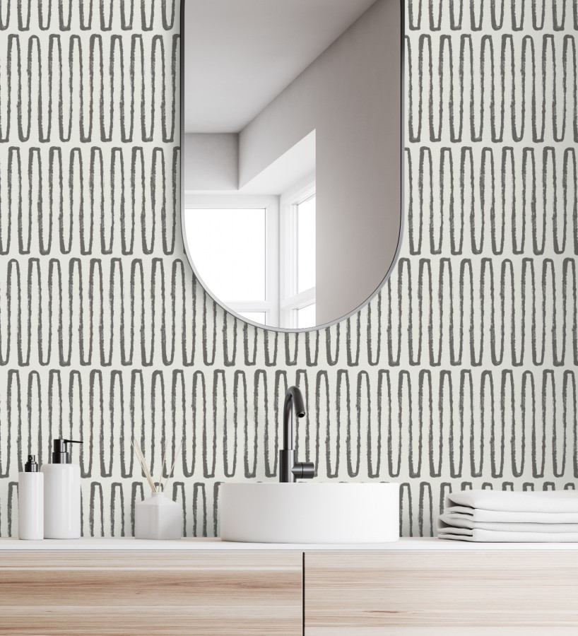 Papel pintado étnico diseño geométrico africano negro  Barak 682038