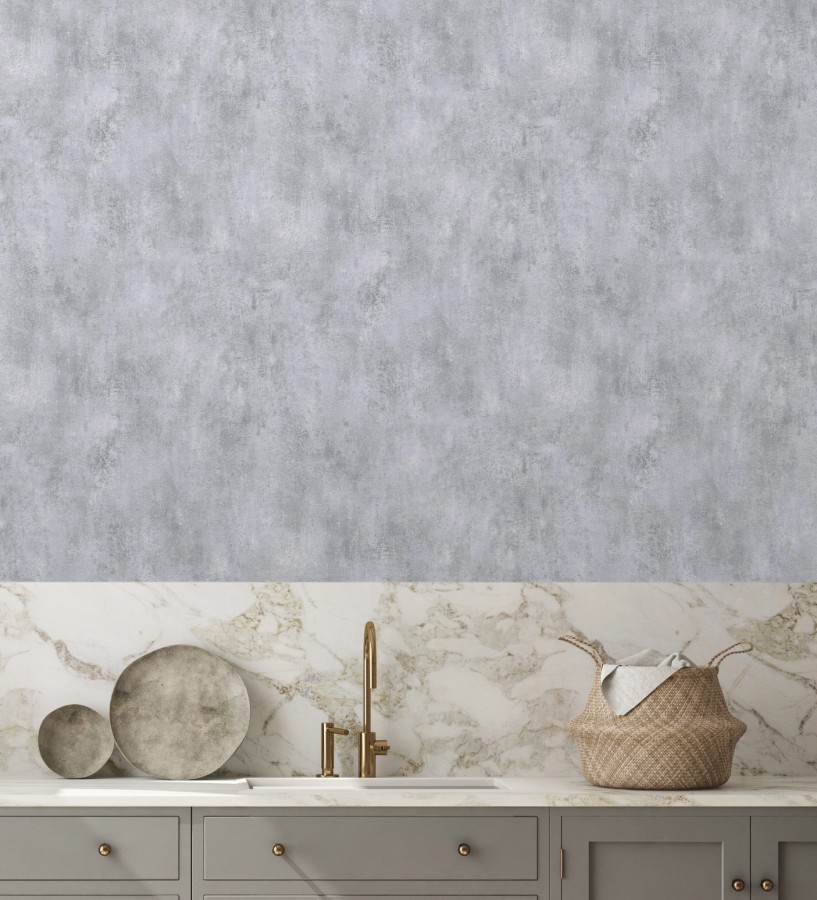 Papel pintado de hormigón estucado en relieve color gris niebla  Hannover 128802
