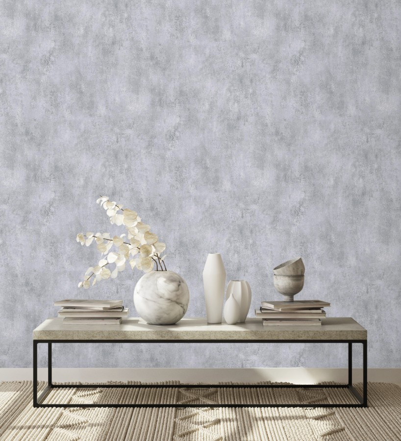 Papel pintado de hormigón estucado en relieve color gris niebla  Hannover 128802