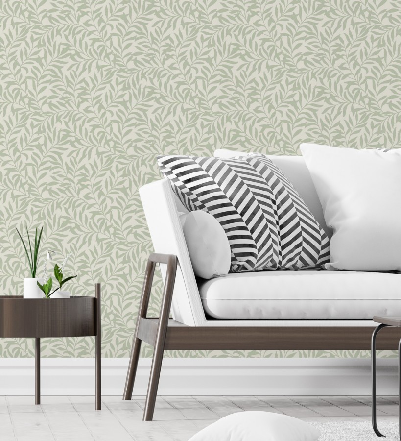 Papel pintado de hojas efecto nacarado fondo mate  Didier 681206