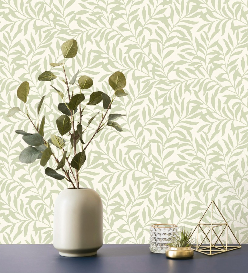 Papel pintado de hojas efecto nacarado fondo mate  Didier 681206