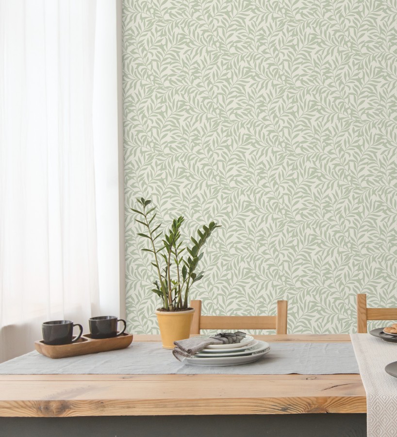 Papel pintado de hojas efecto nacarado fondo mate  Didier 681206