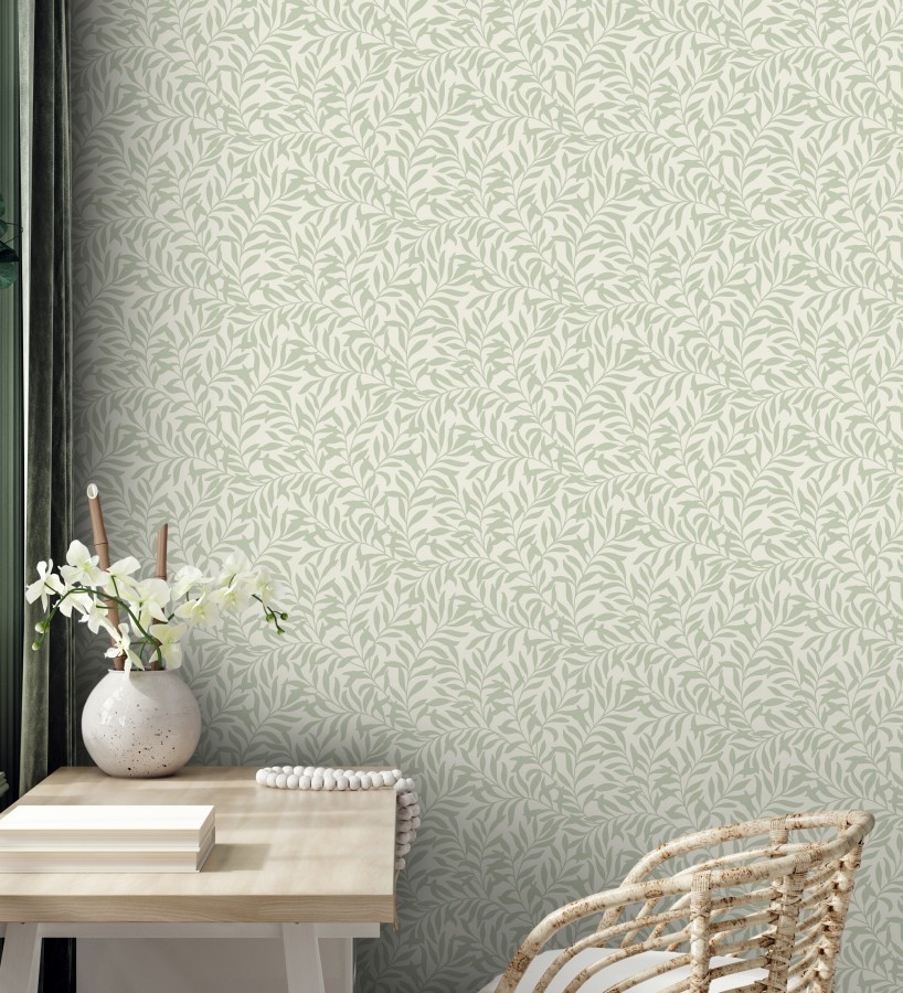 Papel pintado de hojas efecto nacarado fondo mate  Didier 681206