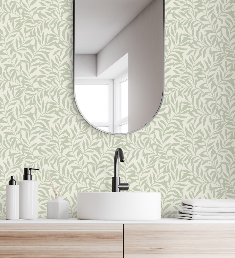Papel pintado de hojas efecto nacarado fondo mate  Didier 681206
