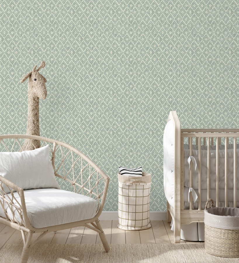 Papel pintado de rombos efecto fibra vegetal  Kaylan 681468