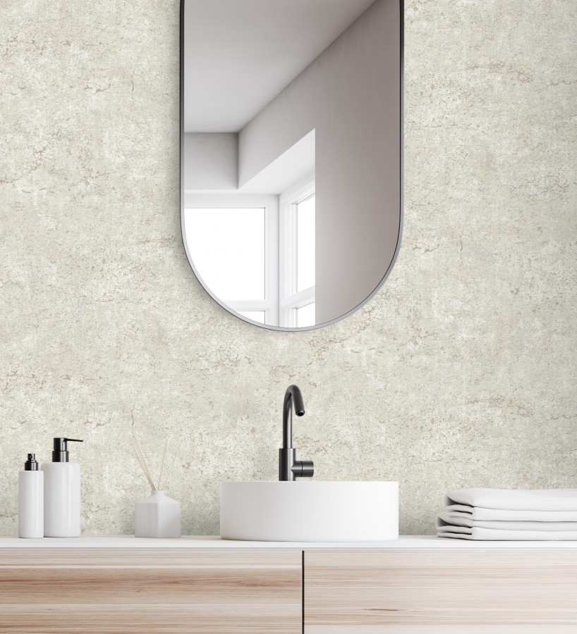 Papel pintado efecto pared de piedra natural blanco hueso  Oni Stone 681867